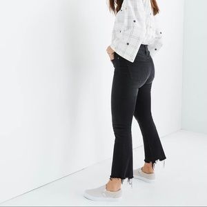 Madewell black flare jeans w/ fringe